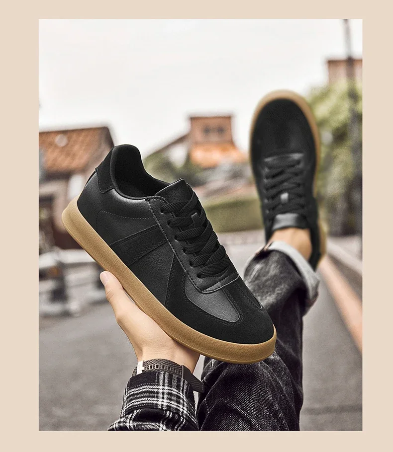 Men's Invisible Height Increasing Shoes 6/8cm German Training Shoes Breathable Genuine Leather Retro Casual Sports Shoes