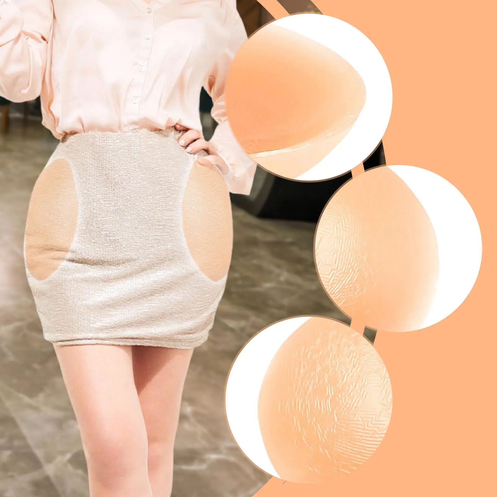 1 Pair Silicone Hip Pads Portable Realistic Women Fake Buttocks for Single Board