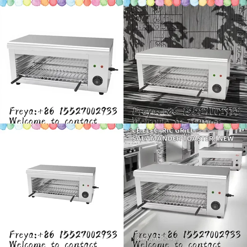 CE Certified Heavy-Duty Stainless Steel Electric Grill Salamander Toaster Commercial Desktop Restaurant BBQ 220-240V Push
