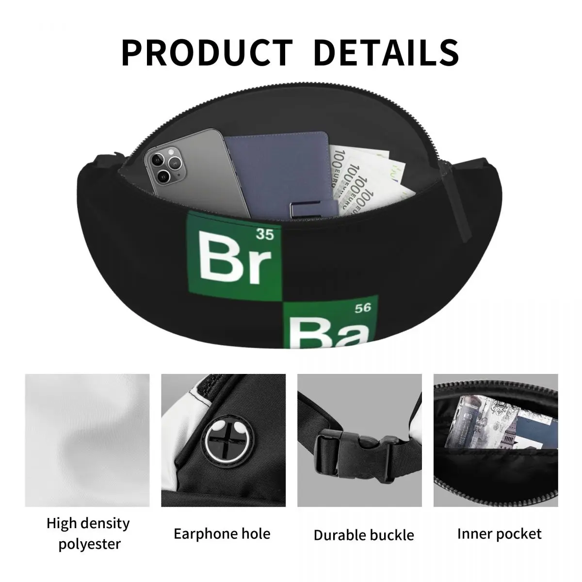 Breaking Bad Elements marsupio uomo donna Cool Heisenberg TV Show Crossbody marsupio per la corsa del telefono Money Pouch