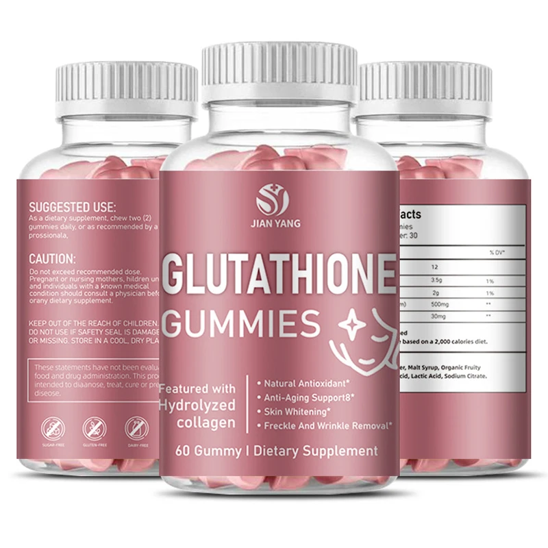 

2 bottles glutathione soft candy for antioxidant whitening skincare helps fight against free radicals protect cells from damage