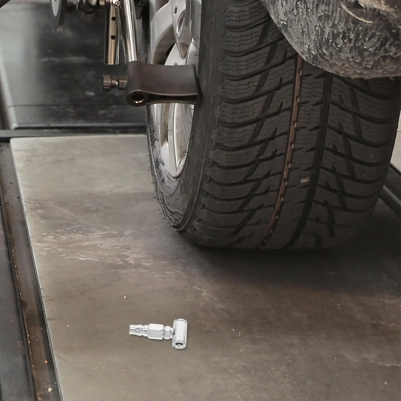 

Dual Head Tire Air Compressor Accessory Kit Swivel Hose Connector Silver Car Valve Extender Gauge Efficient Inflation
