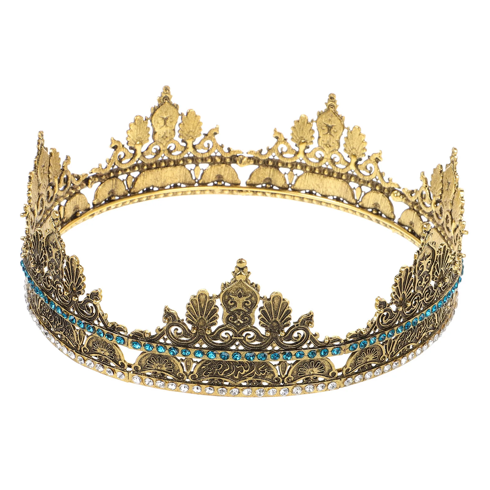 Vintage Men Crown Zinc Alloy Retro King Headdress for Men Wedding Party Cosplay Prom Stage Performance Jewelry Accessory