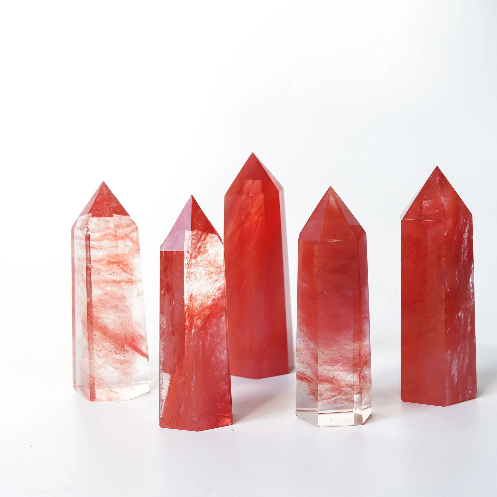 75mm Natural red Aragonite Stone Pillar Point Crystal Hexagonal Column Sceptres Point Ore Energy Healing collection reiki Minera