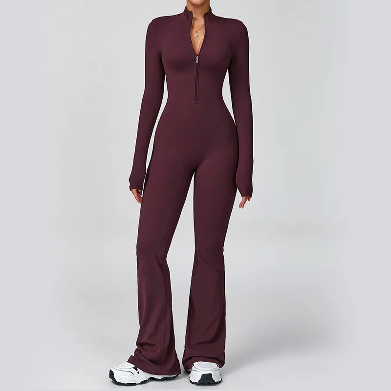 

Women Sports Jumpsuits with Zipper Tracksuits Yoga Pants Bodysuits Cool Workout Fitness Gym Training Athletic Tights Suits
