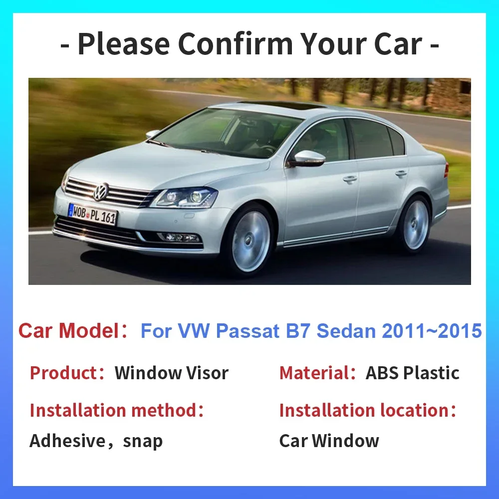 Window Visor for Volkswagen VW Passat B7 2011~2015 Sun Rain Guard Deflector Car Side Vent Smoke Cover Awnings Shelter Accessorie