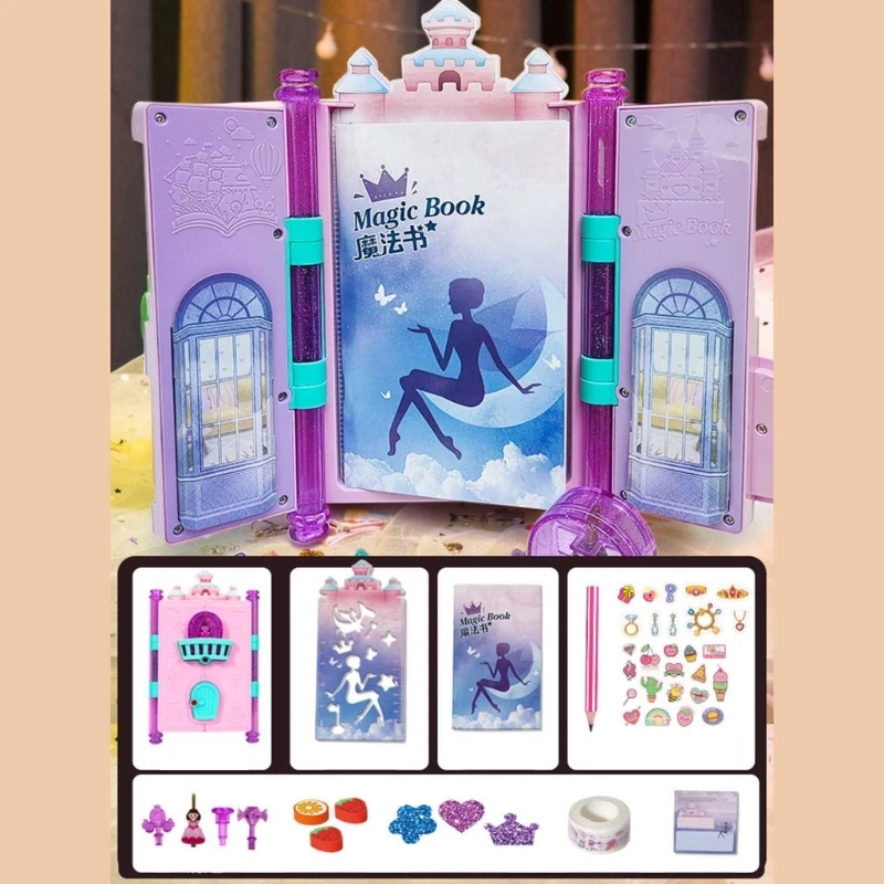 Journal intime avec serrure clés, jouet pour enfants, avec accessoires papeterie, cadeau d'anniversaire pour filles 6