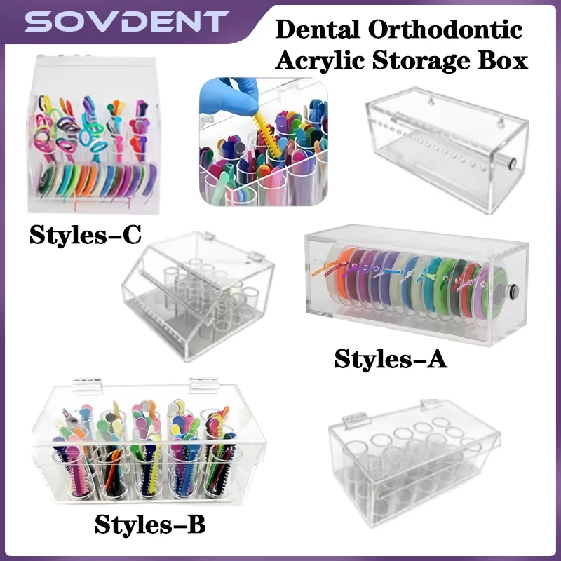Dental Orthodontic Ligature Tie Storage Box Arcylic Dispense Cas Elastic Power Chain Place Holder Transparent Placing Box