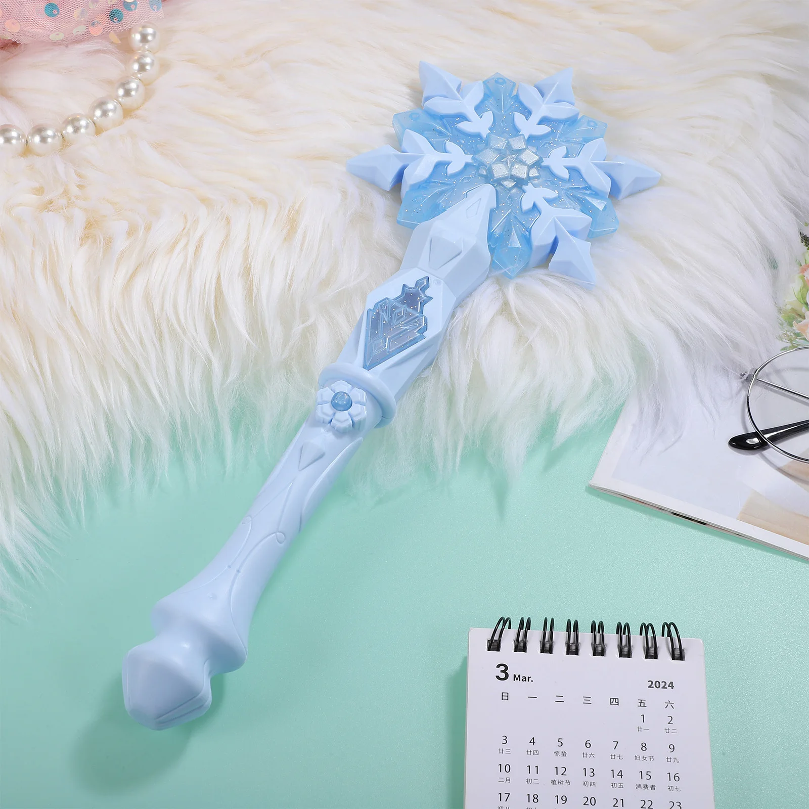 

Kids Light Up Wand Snowflake Glow Princess Cane for Christmas Halloween Party Toy Gift for Little Girls