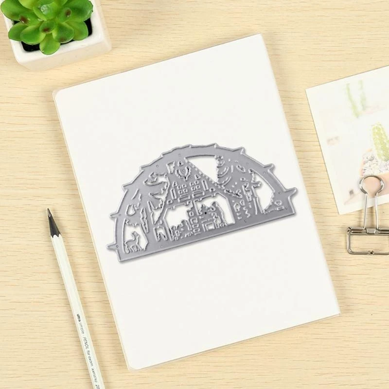 Christmas House Metal Cutting Dies Stencil DIY Scrapbooking Album Paper Card Template Mold Embossing Decoration N84C