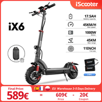 iScooter IX6 1000W 17.5Ah Powerful Electric Scooter 11 inch Adult Off-road Electric Kick Scooter 45km/h Foldable e-Scooter