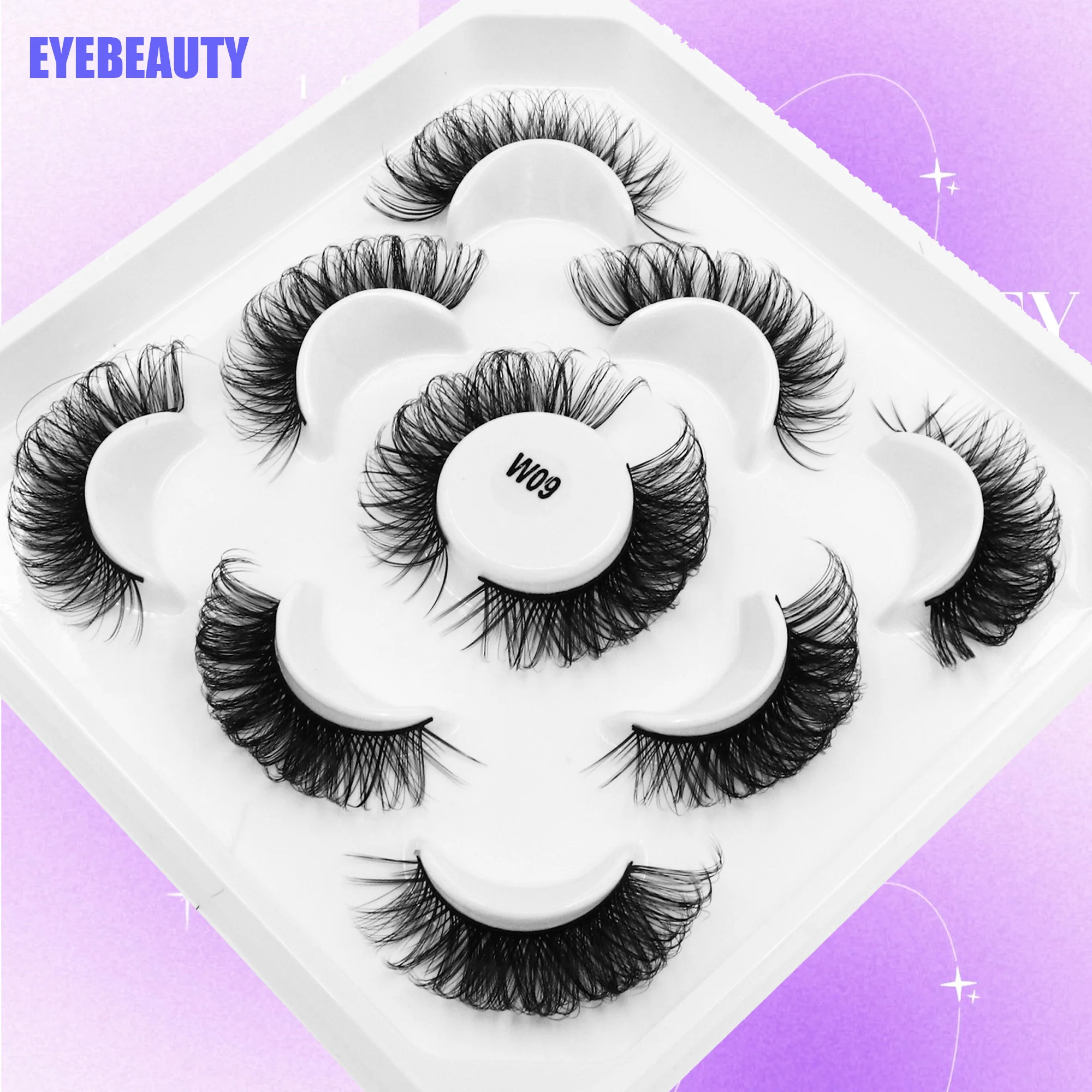 Russian Strip Lashes 5 Pairs Natural Fluffy Faux Mink Lashes 3D Volume Russian False Eyelashes D Curl Fake Strip Eye Lash Makeup