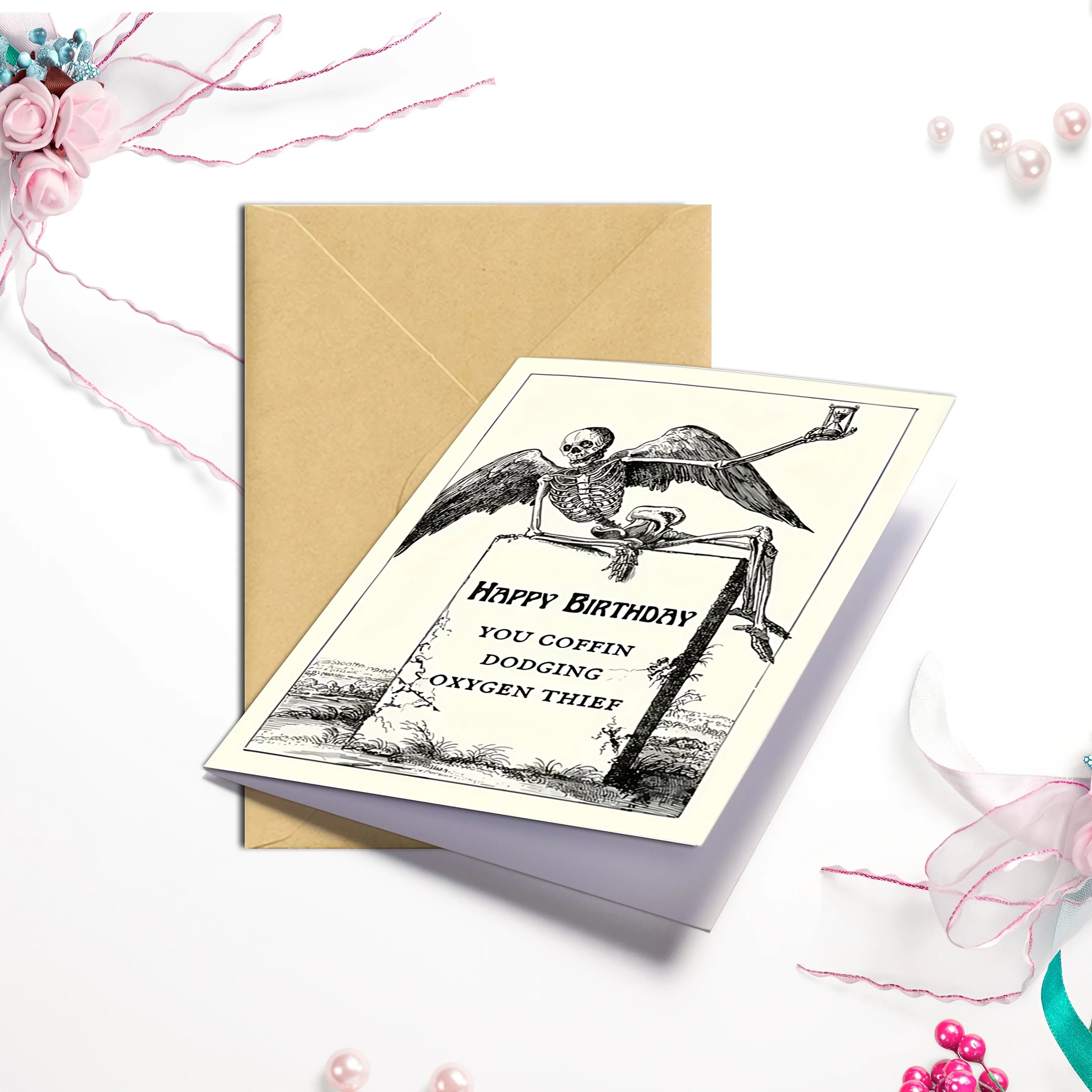1pc of Fun Birthday Card with a Skull Design - Humorous 