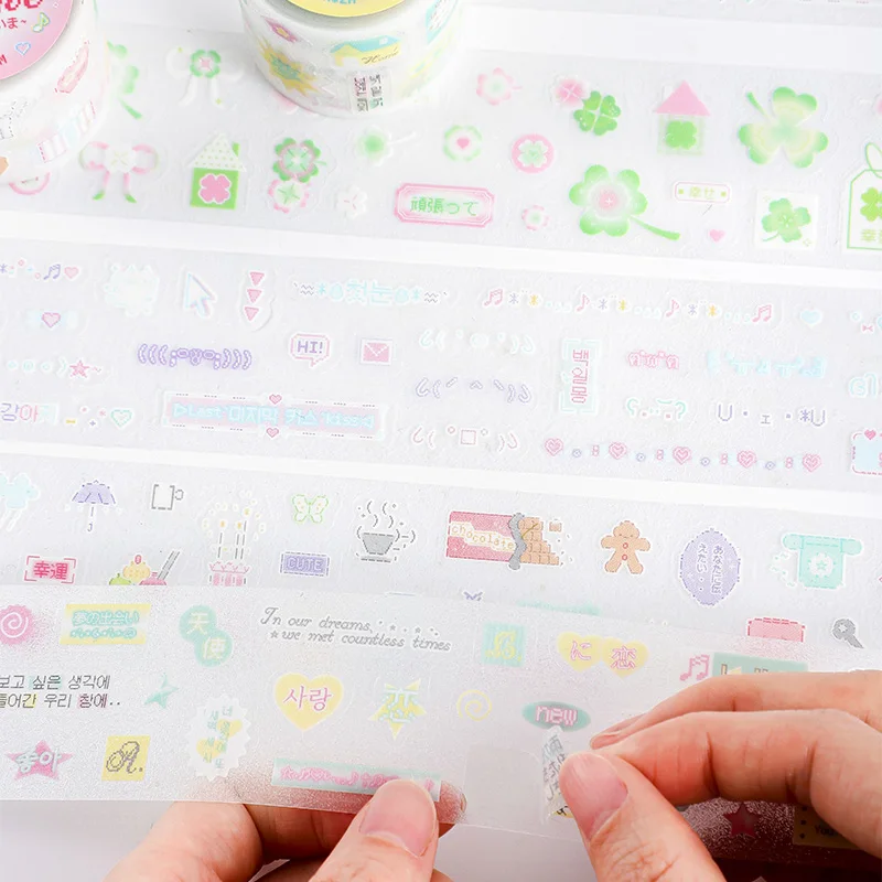 2 متر/لفة Kawaii الكورية الحلو فتاة نمط تألق الرمال PET يموت قطع الشريط الإبداعية الكولاج يوميات ألبوم المواد ملصقات لطيف