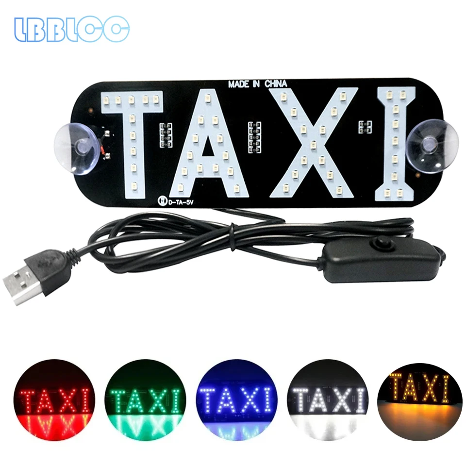 1pcs Taxi Sign Led Car Windscreen Cab Indicator Lamp 5V Windshield Taxi Guiding Lights Panel Accessories With USB For driver