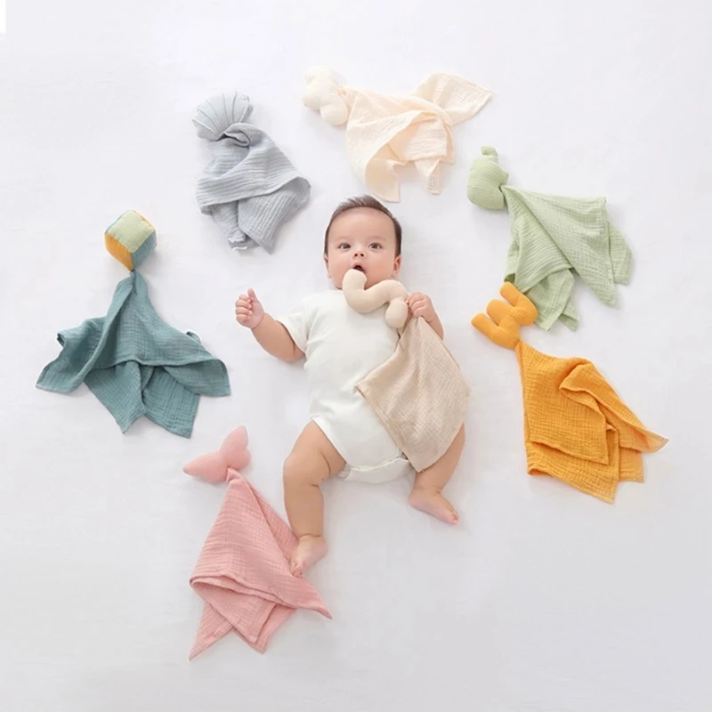 Pure Cotton Gauze Baby Towel Cartoon Stuffed Newborn Appease Towel Security Blanket Baby Sleeping Cuddling Towel Facecloth K72