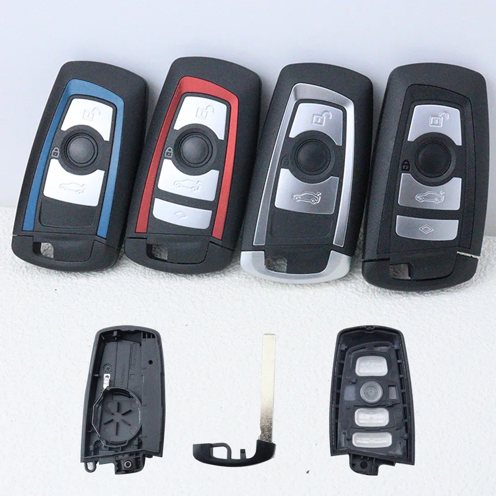 3 4 Bottons Car Smart Key Fob Case Shell Replacement for BMW F 3 5 7 Series X3 X5 F10 F20 F30 F40 E90 E92 E93 CAS4 FEM EWS5 Blue