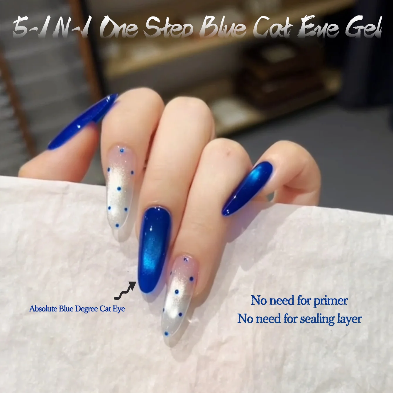 SHAKA 1pcs 2026 New Summer Absolute Blue Cat Eye Gel Nail Polish Popular Super Bright Versatile Temperament Dark Blue Nail Art
