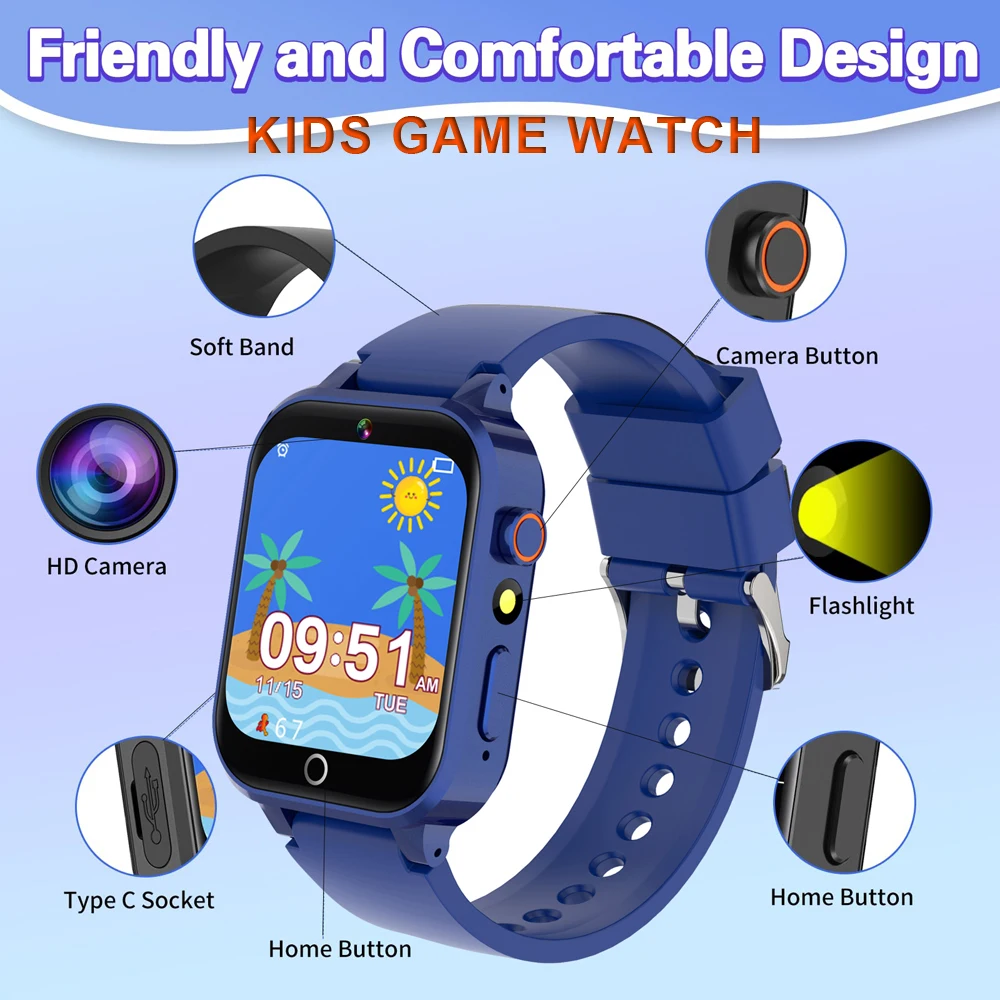 Kids Smart Watch Toys Toddler Watch with Alarm Clock Music Video Player Camera Pedometer Boys Girls Gift Game Watch