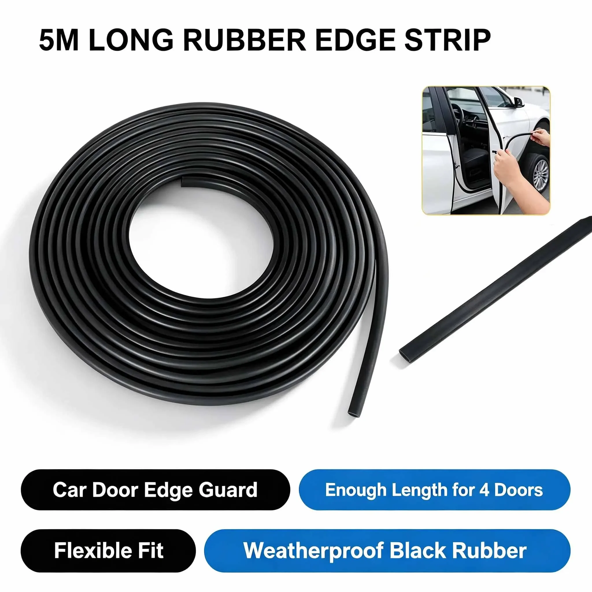 5M Car Door Protector U Shape Universal Auto Door Edge Guards Rubber Trim Sealing Anti Scratch Protection Seal Strip Cover