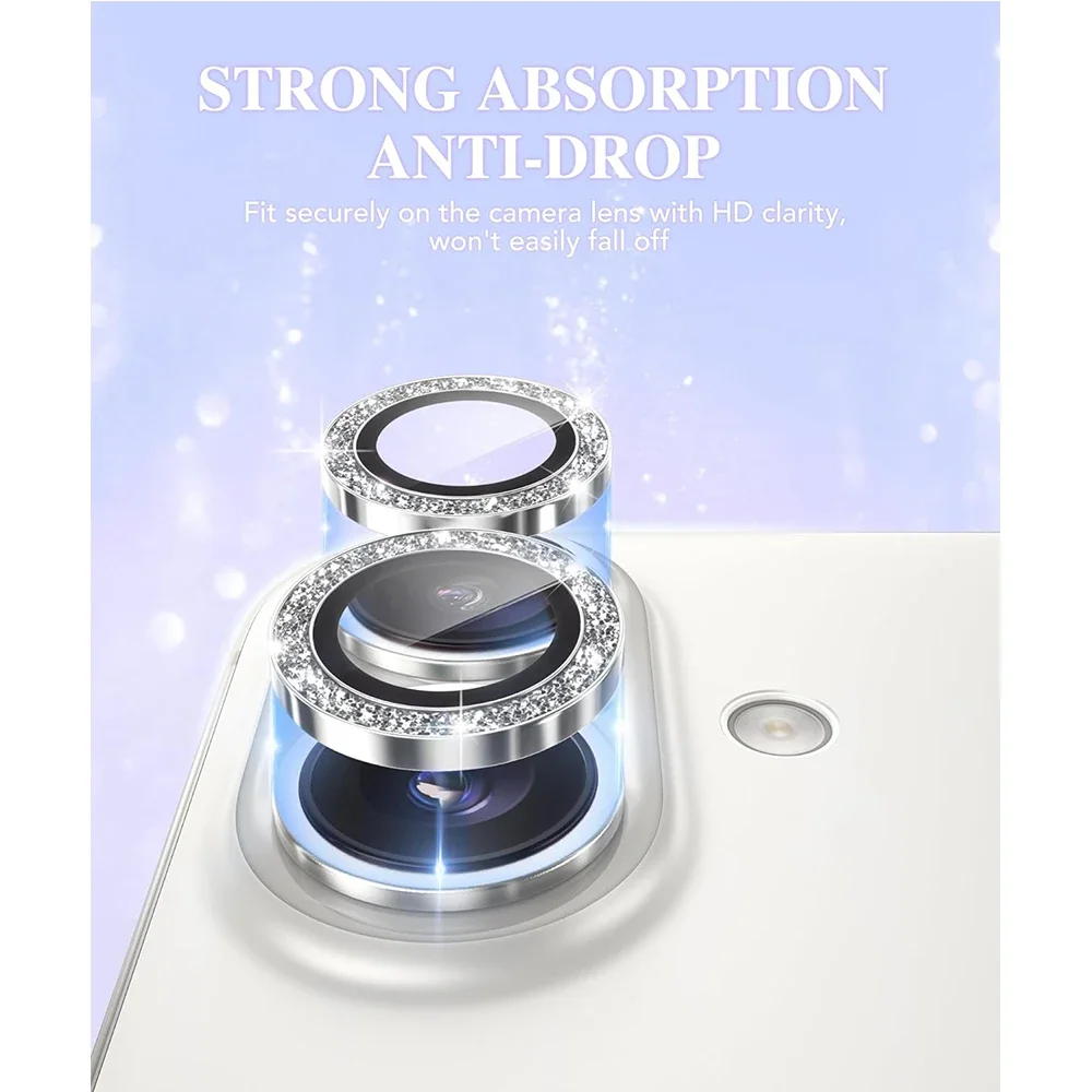 iPhone 17 Pro Max、Air 16 Pro Max、15 Plus、iPhone 16Plus、14、15、16ProMax用グリッターカメラレンズプロテクターカバー、スマホ保護