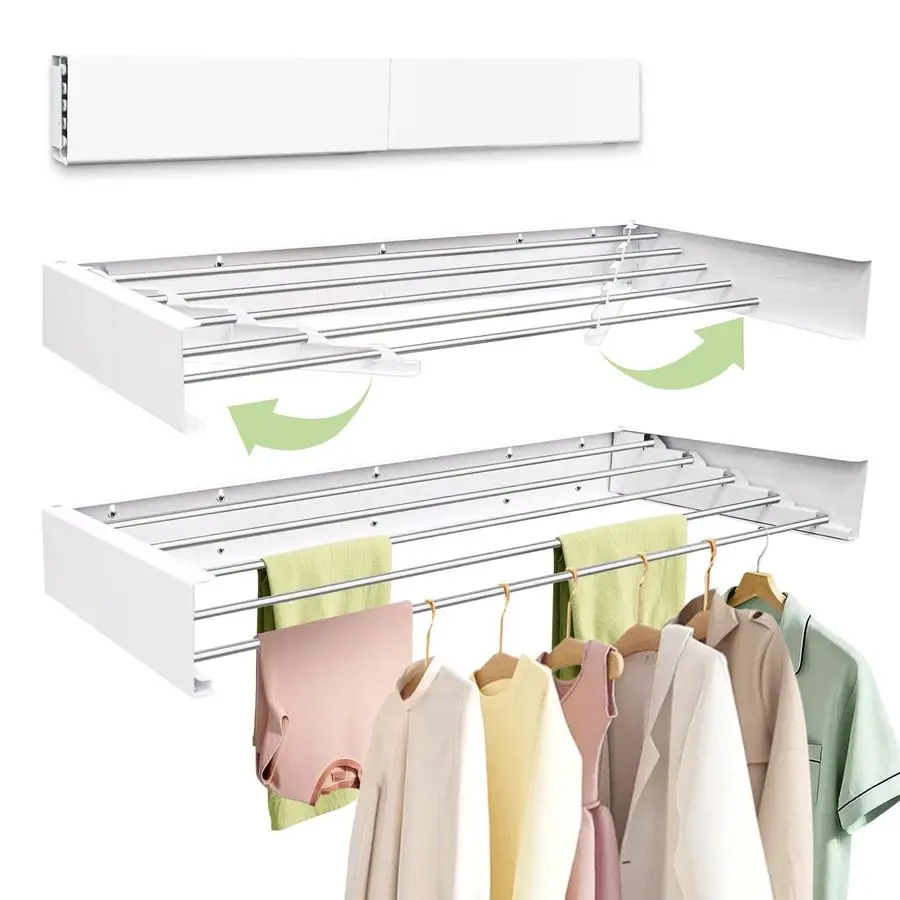

Wall Mounted Drying Rack 31.5, Foldable Wall Clothes Drying Rack, Space Saving Laundry Drying Rack, Heavy Duty Clothes Drying Ra