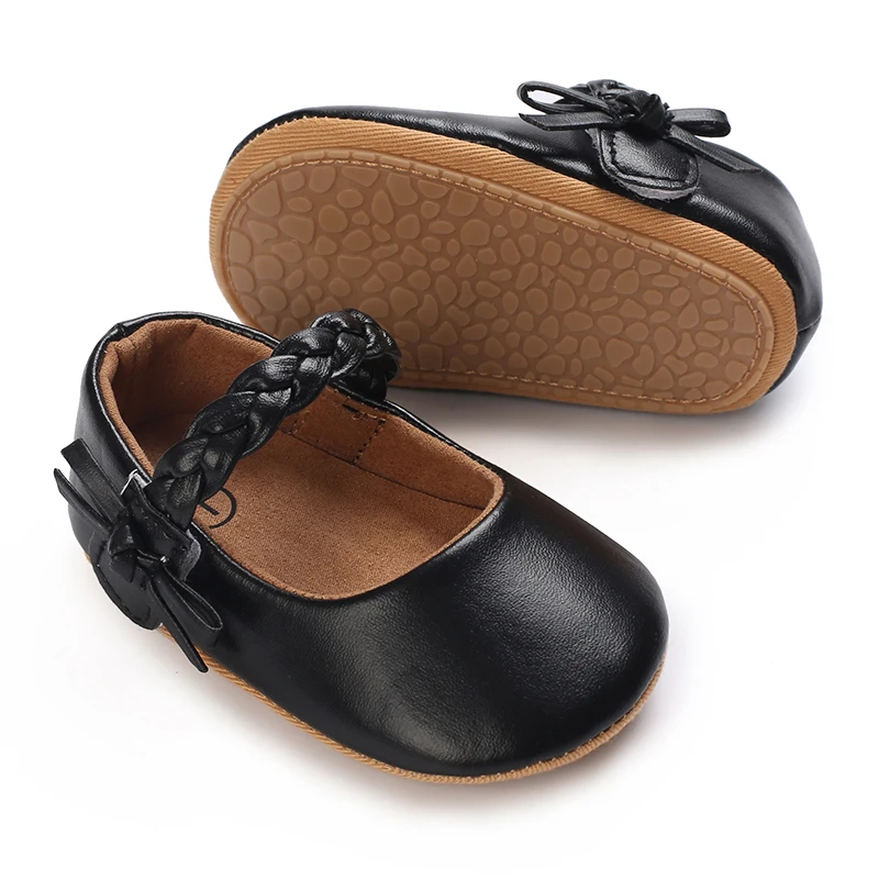 HAIZHIW جديد الحلو الطفل بولي Leather الجلود بيبي بوي فتاة طفل الأخفاف Moccs أحذية القوس هامش لينة سوليد عدم الانزلاق الأحذية سرير الأحذية