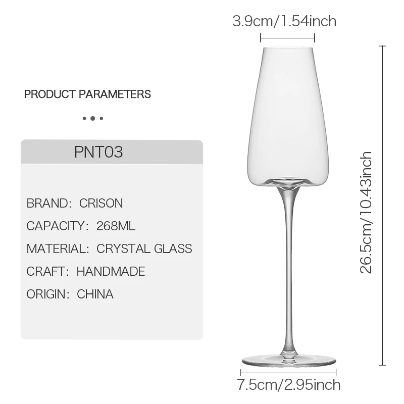 CRISON PNT03 Ultra-Thin Handmade Crystal Glass Flute Shaped Champagne Cocktails Glasses for Wedding Party - Image 6