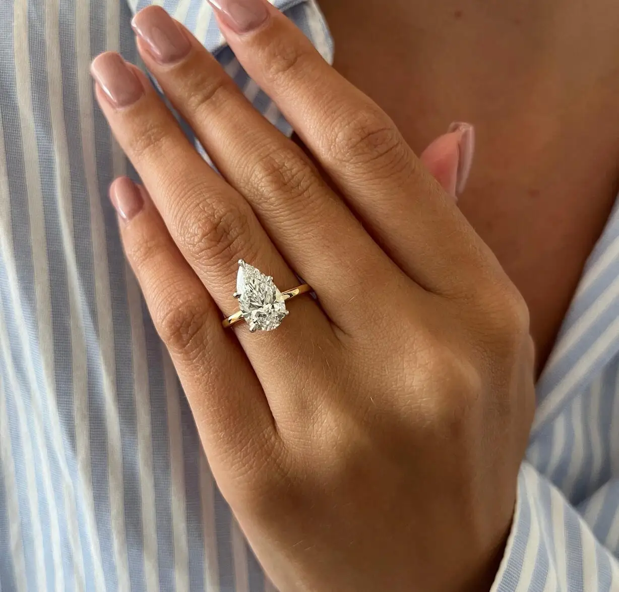 Pear Shaped 2CT Lab Grown Diamond Solitaire Ring for Women, Minimalist Single Stone Custom Wedding Engagement Ring, Available in 14K & 18K Solid Gold Timeless Fine Jewelry for Proposal & Anniversary Gift view 4