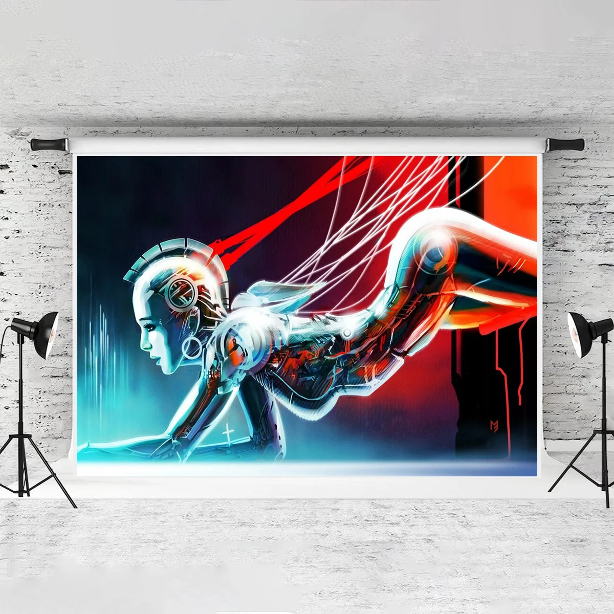 Cyberpunk Digtal Music Backdrop Robot Art Photography Adult Birthday Party Decor Background Live House Background Show Banner