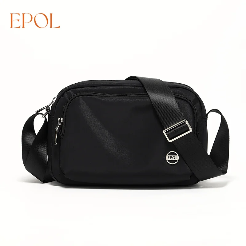 

EPOL Crossbody Bag Women's Fashion Small Square Bag Casual Adjustable Wide Strap Lightweight Travel Black Bag for Youth 6105-04