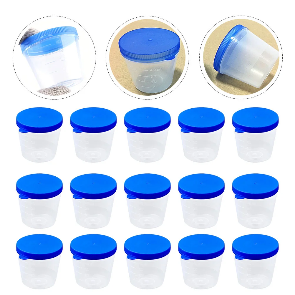 100 Pcs Beaker Sample Container Liquid Urine Sealed Cup Specimen Bottle Test 40ml Cups