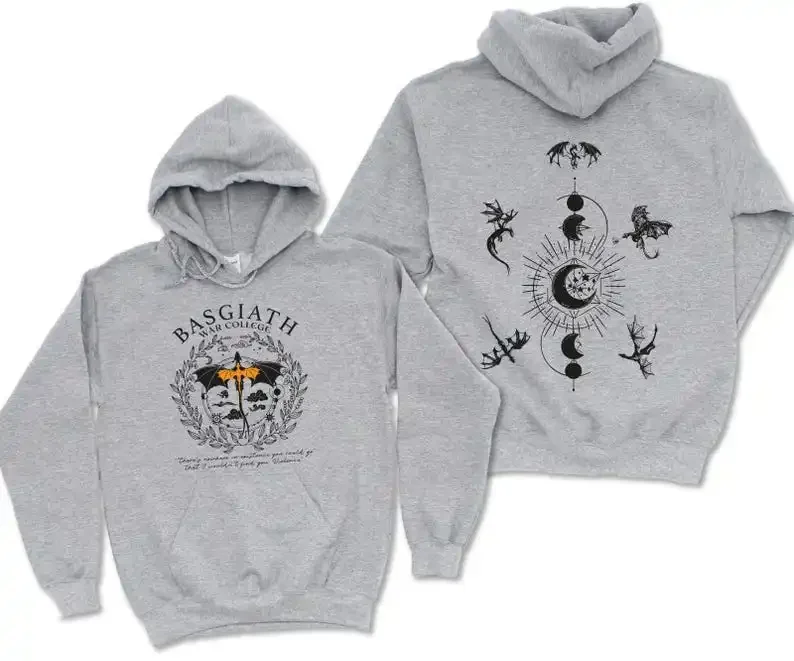 Fourth Wing Double-Sided Hoodie Basgiath War College Sweatshirt Dragon Rider Rebecca Yoros Violet Sorrengail The Empyrean Series