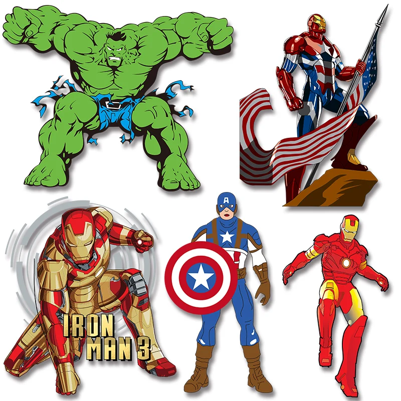 

Super Heroes The Avengers Iron-on Transfers Heat Vinyl Ironing Stickers Decor on Jackets bags socks pillow clothes