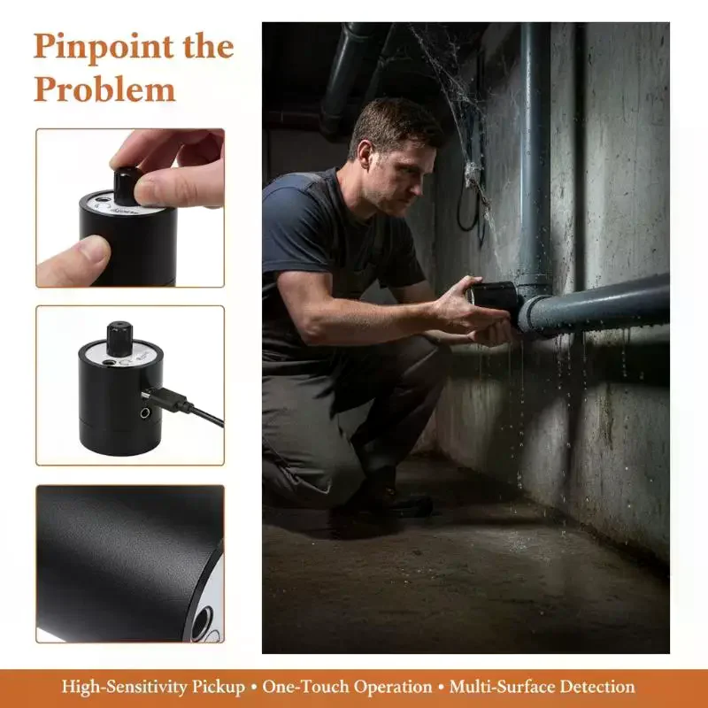 Water Leak Detector for Residential Pipe System Sound Sensor with Fast Leak Location Feature