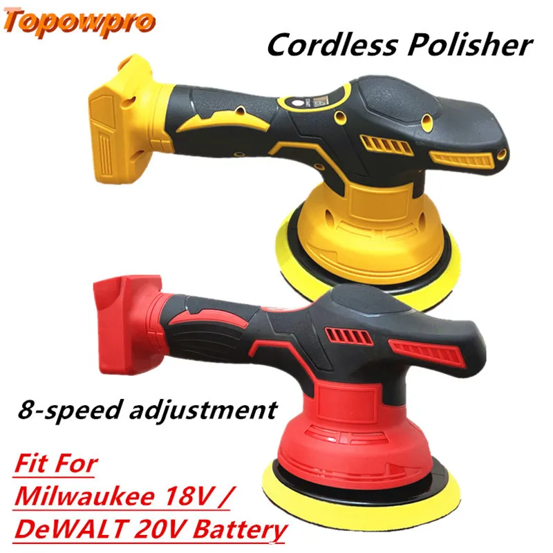 

Fit For Milwaukee 18V/ DeWALT 20V Battery Cordless Electric Car Polisher 8 Gears Adjustable Auto Polishing Machine Metal Waxing