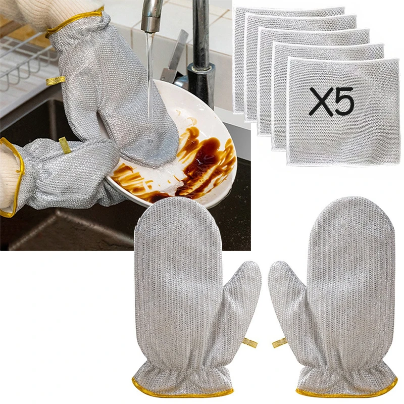 Wire Cleaning Cloths Cleaning Gloves Kitchen Dishcloths Dishrag Multipurpose Cleaning Wiping Rags Pan Pot Dishes Cloths Rag