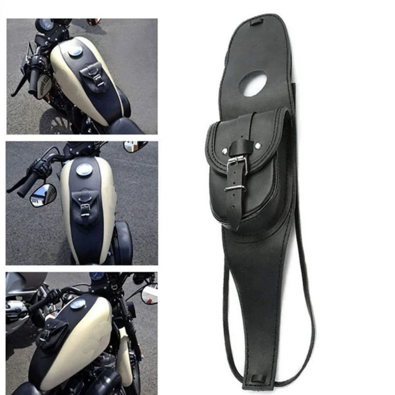 Motorcycle Gas Tank Leather Bag Dash Console Center Pouch Black Bag Leather Hanging Bags for Harley Sport XL 883 1200