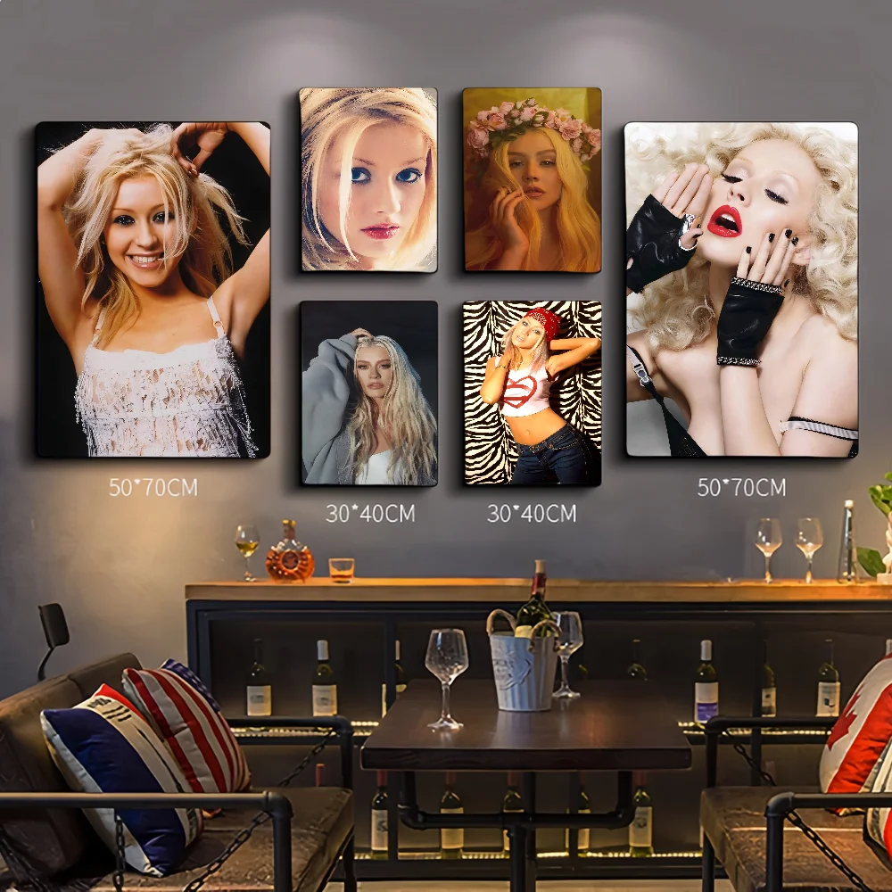 

Christina Aguilera Singer DIY Sticky Poster Vintage Room Bar Cafe Decor Home Decor