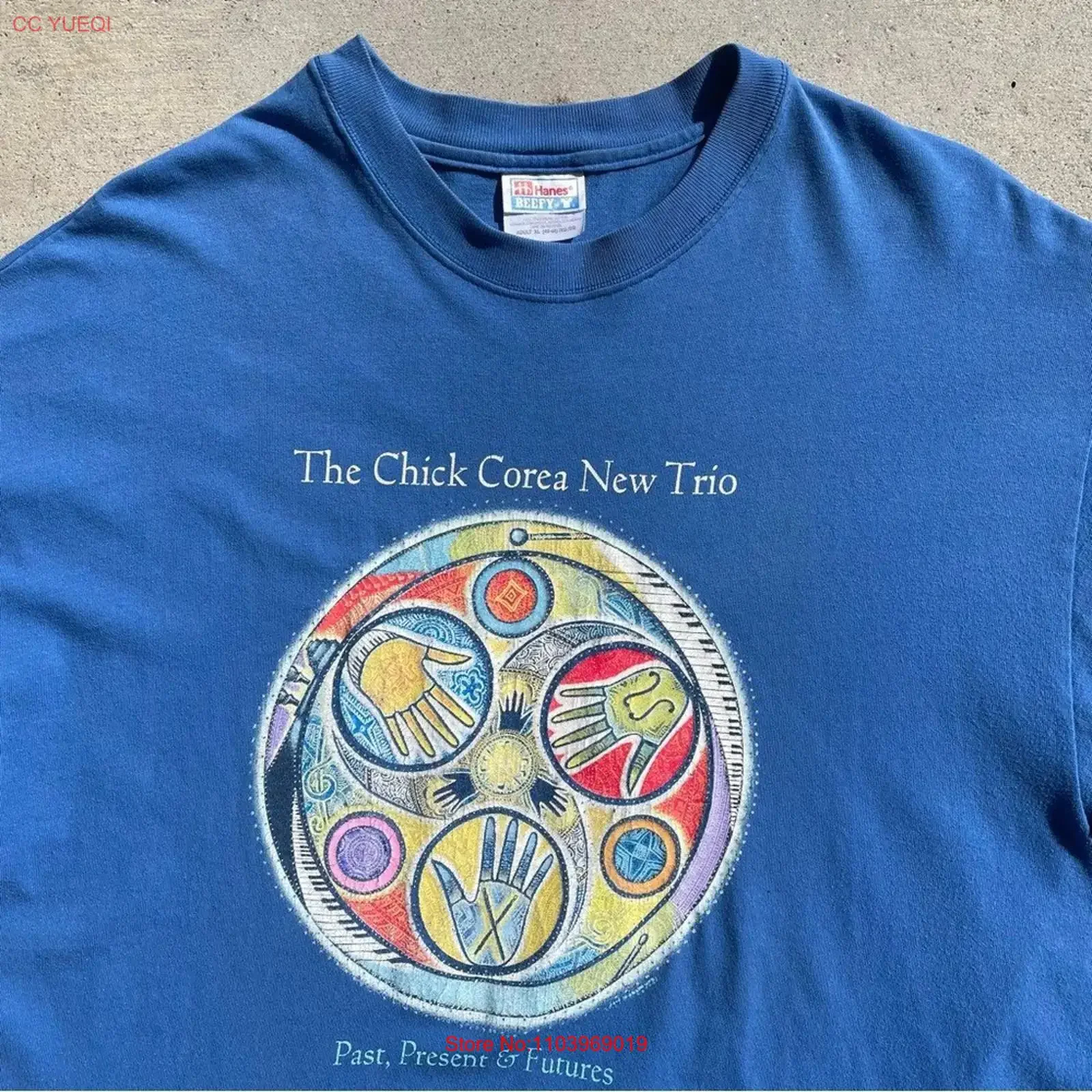 Camiseta Vintage Rara The Chick Corea Trio Past Present Futures Y2K Blue Band Talla XL, Lavada, Unisex, Cómoda y Elegante