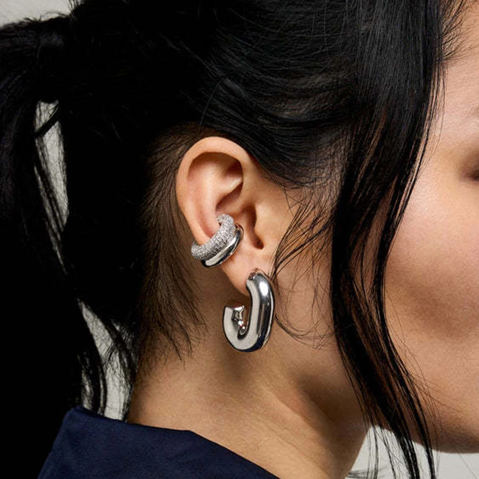 ZAKOL 1 Stück Modischer Zirkon-Ohrclip ohne Piercing, Eleganter Doppelschicht-Clip-Ohrring für Damen – Detail 4