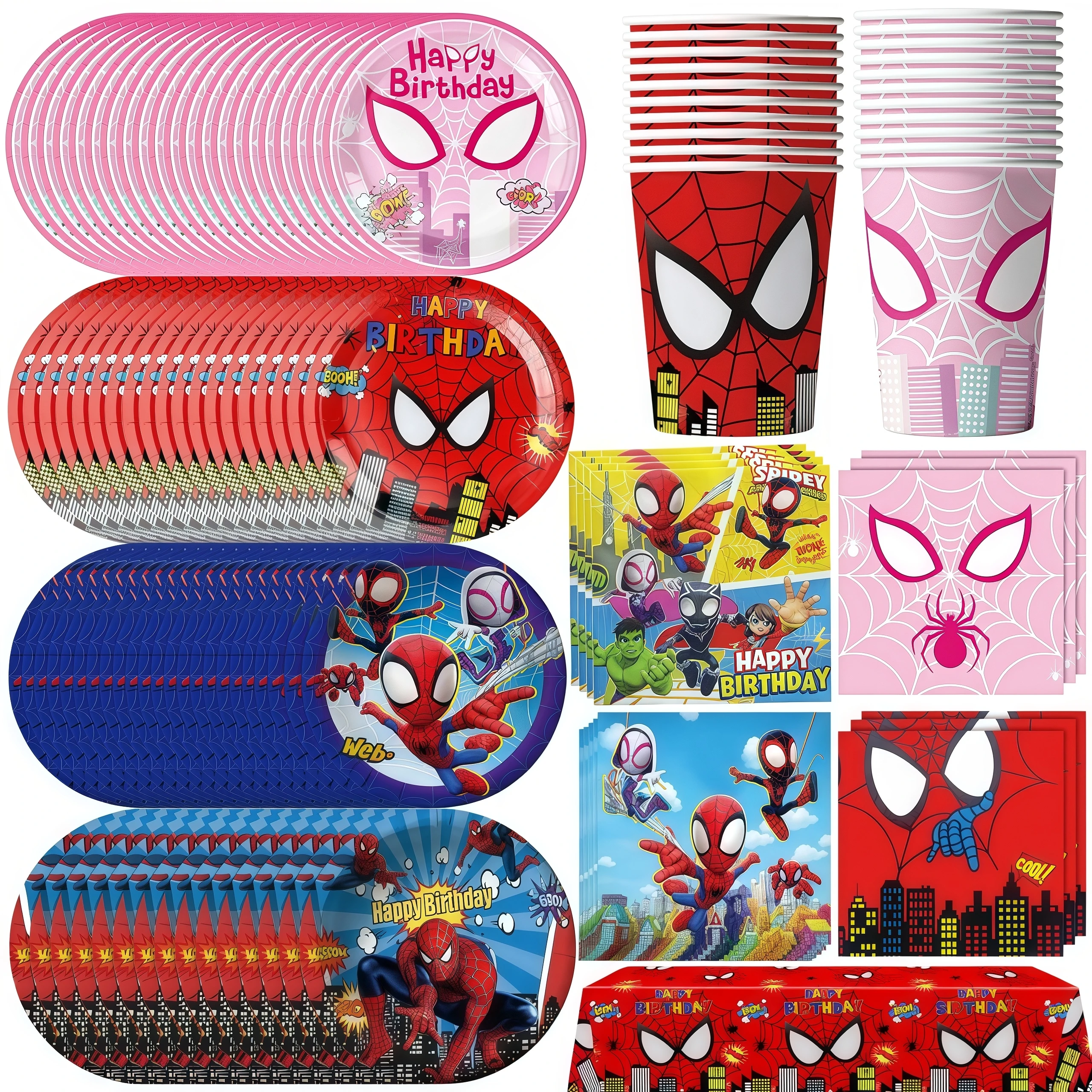 Spiderman décorations de fête d'anniversaire vaisselle papier tasse assiette serviette nappe pour enfants garçons faveur bébé douche événement fournitures