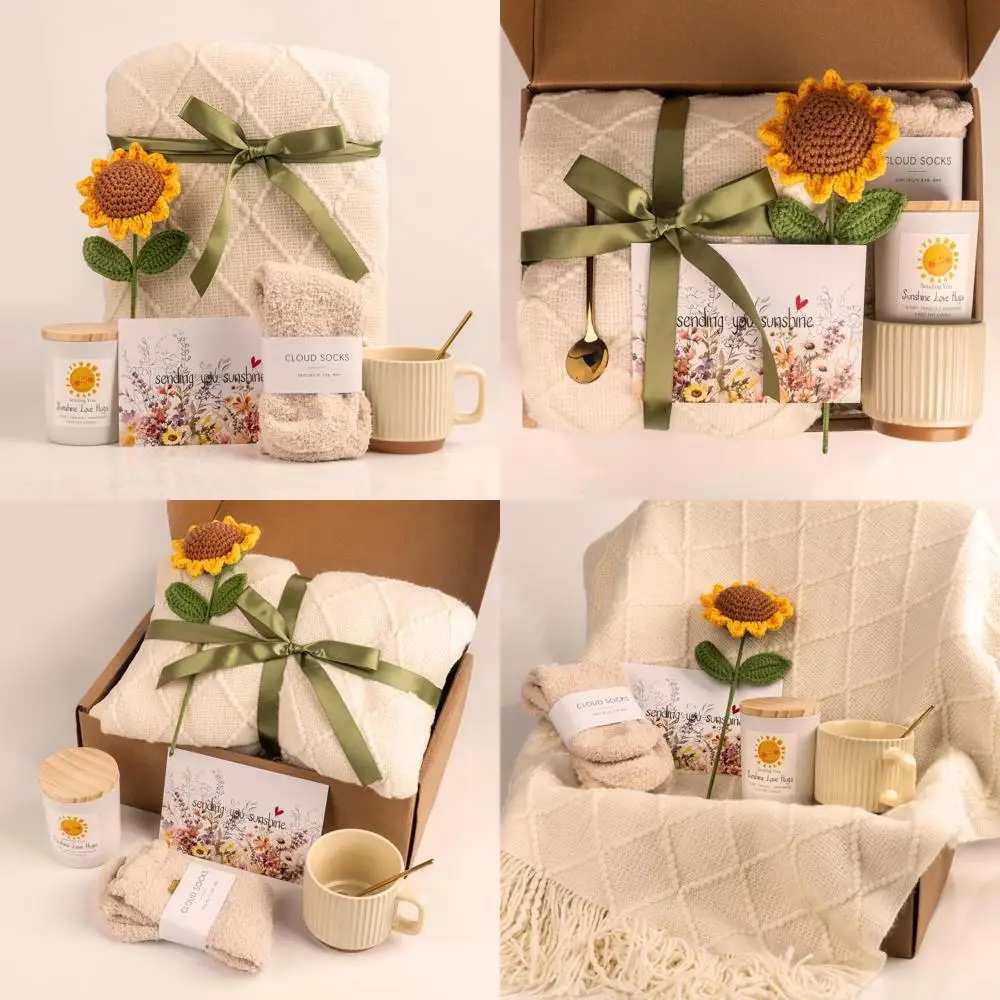 

Sending Sunshine Sunflower, Thinking of You Care Package Unique Gift Baskets for Women, Best Friend Birthday and Get Well Soon