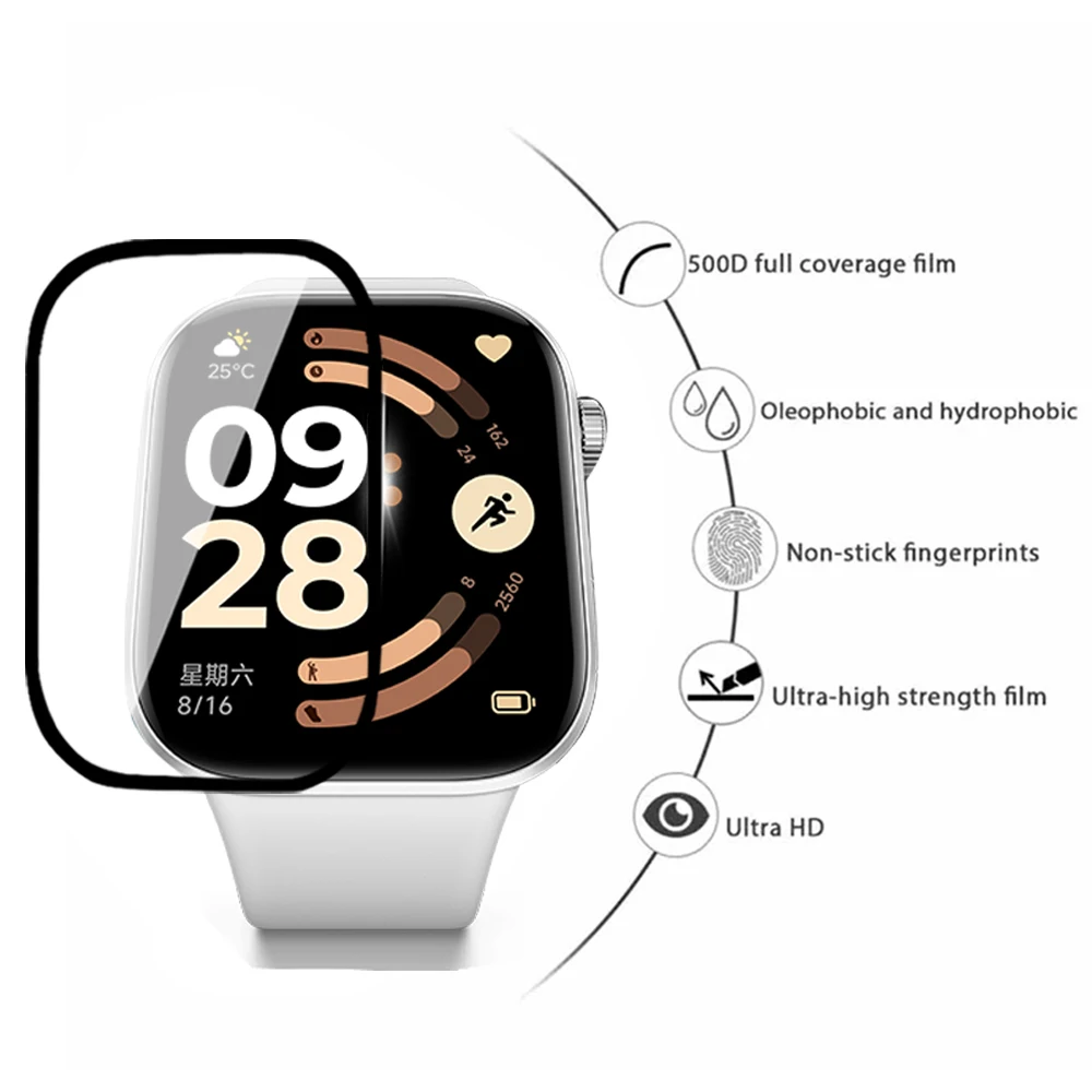 واقي شاشة لساعة Xiaomi Redmi 6 منحني عالي الدقة مضاد للخدش حماية تغطية كاملة لملحقات فيلم Redmi Watch6