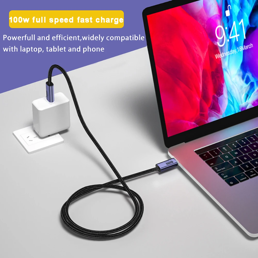 USB4 20Gbps Elbow Data Cable USB Type C to Type C Thunderbolt 3 8K@60HZ Cable PD 100W 5A Fast Charging Cable For Macbook Pro