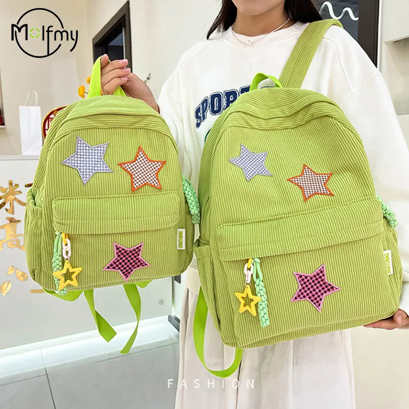 

School Backpacks Corduroy Women Backpack Laptop Backpack Student Rucksack Female Travel Book Bag Schoolbag for GirlBoys Mochilas