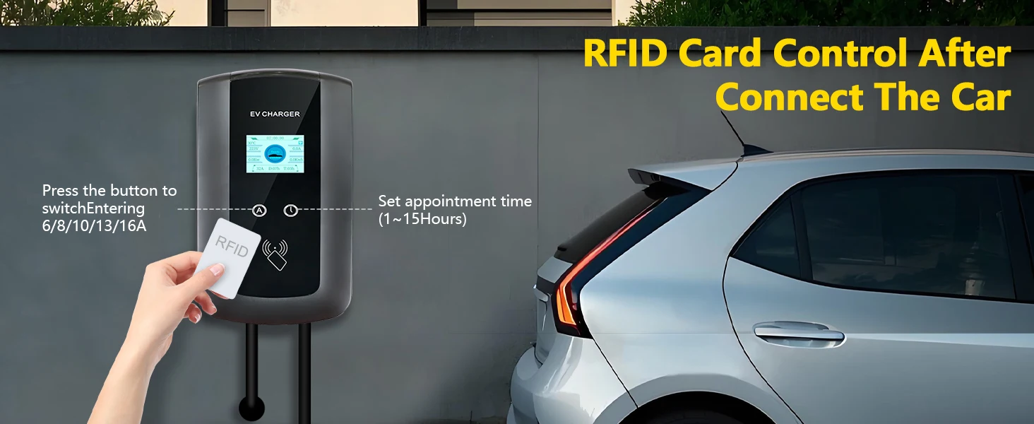 Kolanky 16A 11KW Fast Home EV-Aufladung EV-Station Typ 2 Tuya APP Wifi Timer Ladegerät Elektrofahrzeug Hybrid Auto Gesamtlänge 5M – Detail 4