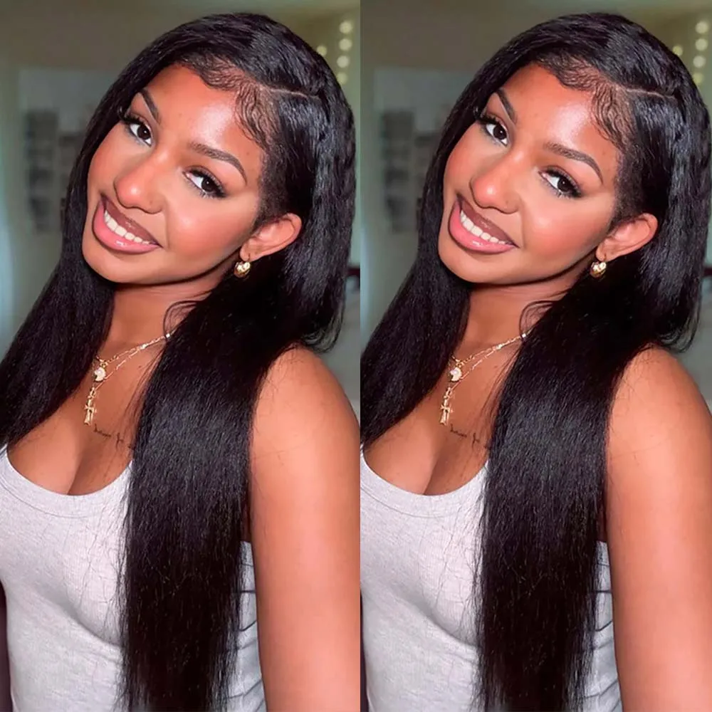 

Бесклеевые парики из человеческих волос Предварительно вырезанный парик на шнурке Yaki Straight 2x4 Парик с кружевной застежкой 100% человеческие волосы Бесклеевой парик Yaki