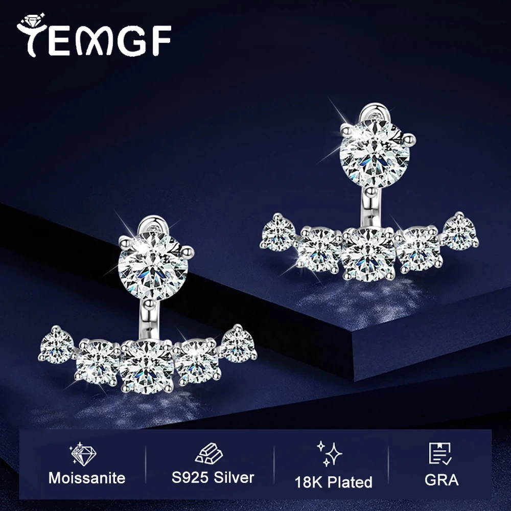 

TEMGF 4,6 карата/пара, серьги-гвоздики с муассанитом для женщин, сверкающие изысканные подарки, 100% стерлинговое серебро S925, двойные украшения для ушей