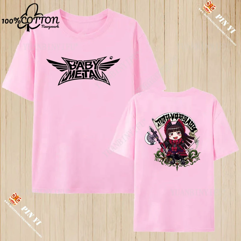 클래식 패션 일본 헤비 메탈 아이돌 밴드 BABYMETAL 헤비 메탈 프린트 여성 코튼 티셔츠 Y2K 통기성 캐주얼